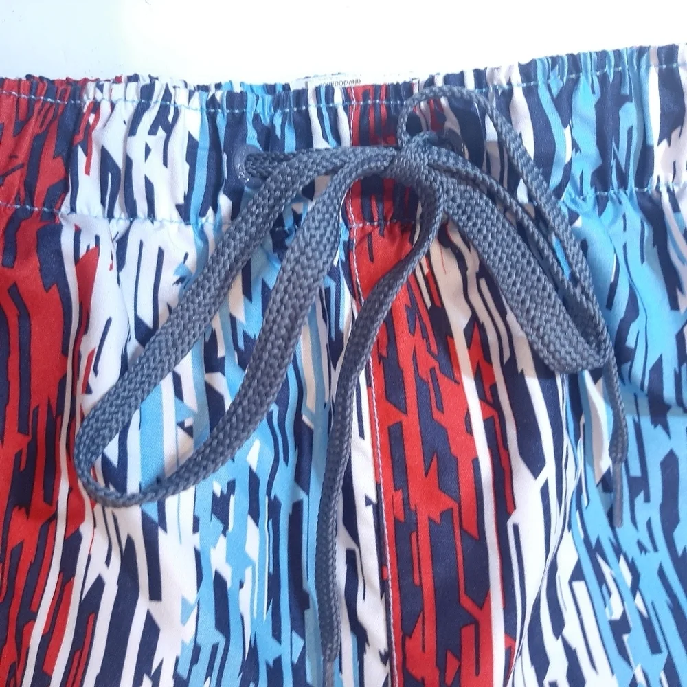 Speedo Mens Striped Swim Trunks Beach Summer Bathing Suit Mens XXL Blue Red